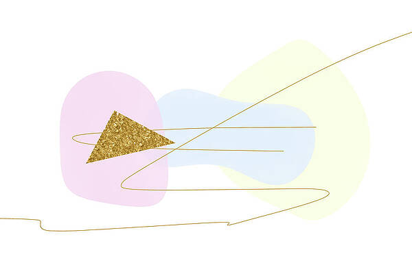 Wall Art featuring the digital art Pastels With Gold Triangle Two Of Two by Alison Frank
