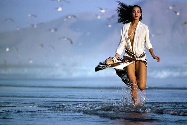 Seagull Wall Art featuring the photograph Pat Cleveland Running On The Beach by Jacques Malignon