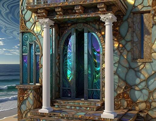 Whimsical Digital Art - Paua House by Eris And AI