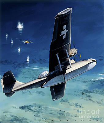 Airplane Wall Art featuring the painting Consolidated PBY-5 Catalina by Jack Fellows