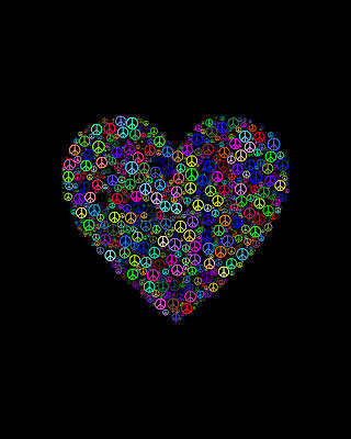 Cool Wall Art featuring the digital art Peace And Love Peace Sign Heart by Flippin Sweet Gear