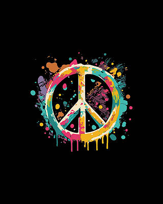 Contemporary Wall Art featuring the digital art Peace Sign Paint Splatter Graffiti by Flippin Sweet Gear