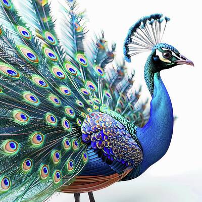 Beautiful Wall Art featuring the digital art Peacock_spreading_tail_No 1 by Andre Petrov