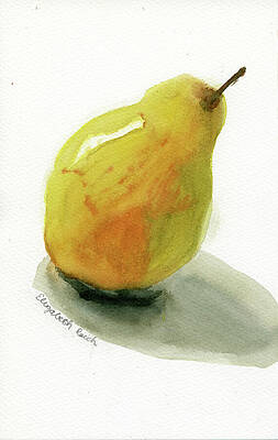 Colorful Painting - Pear And Shadow by Elizabeth Reich