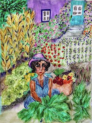 Woman in Vibrant Garden Wall Art
