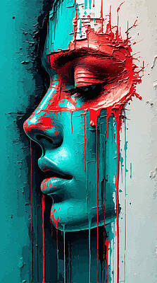Wall Art featuring the digital art Peeled Paint Abstract Portrait by Printed View