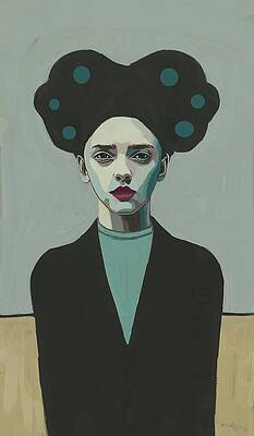 Woman with Geometric Hair Buns Wall Art
