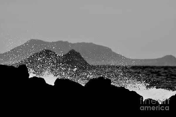 Coastal Waves Against Rocky Outcrop Wall Art
