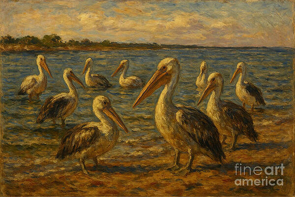 Pelicans by the Shore Wall Art