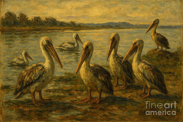 Pelicans by the Water Wall Art