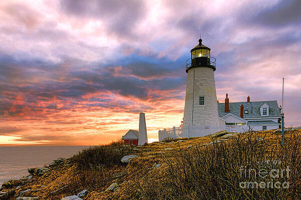Copyright Photograph - Pemaquid Point Lighthouse At Dusk by Olivier Le Queinec