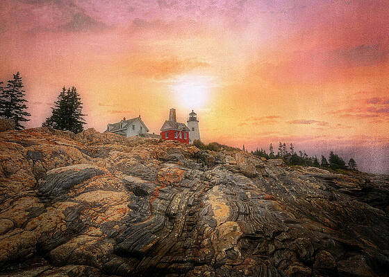 Serene Photograph - Pemaquid Point Lighthouse Maine Sunrise by Dan Sproul