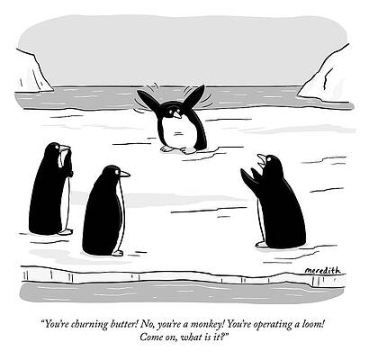 Penguins Playing Charades Drawing