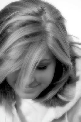 Pensive Woman in Grayscale Wall Art