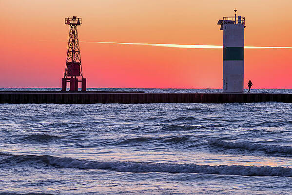 Photograph - Pentwater Lights At Sunset by Michael Collins