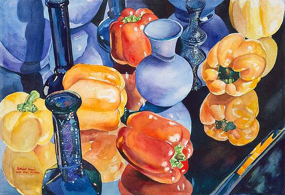 Painting - Peppers And Vases by Grant Nixon