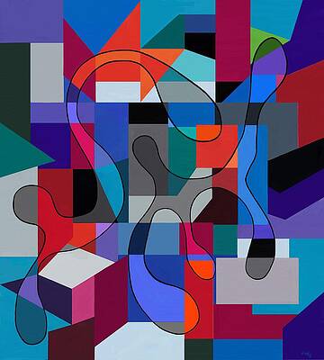 Abstract Wall Art featuring the painting Perception - Laayered Form Abstract by Sonja Kraft