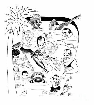 Caricature Wall Art featuring the drawing Stars In The Ocean by Al Hirschfeld