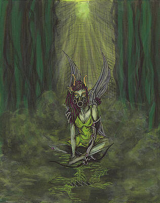 Wall Art featuring the painting Pestilence - Four Fairies Of The Apocalypse by Megan Thompson