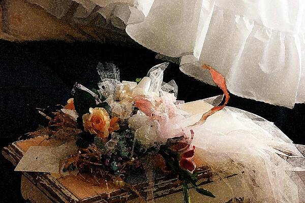 Flower Wall Art featuring the photograph Bridal Bouquet And Petticoat - Lovely And Nostalgic Things by Bonnie Colgan