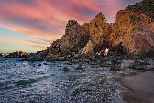 Sunset Photograph - Pfeiffer Beach Rocks At Sunset - Big Sur, California by Abbie Warnock