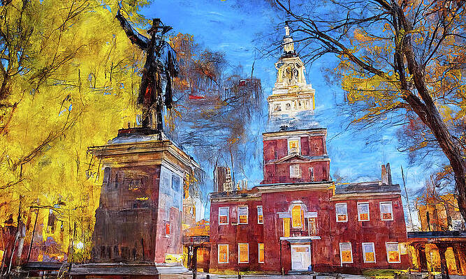 Historical Painting - Philadelphia Independence Hall - 06 by AM FineArtPrints