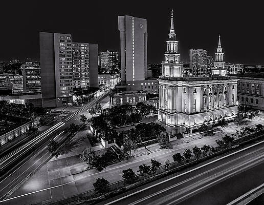 Wall Art featuring the photograph Philadelphia PA Temple BW by Susan Candelario