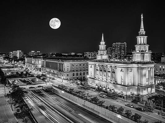 Philadelphia Pennsylvania Temple Bw Print