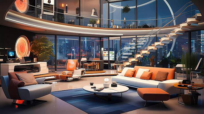 Modern Wall Art featuring the digital art Photorealistic Depiction Of A Modern  Smart Home Interior No 2 by Andre Petrov