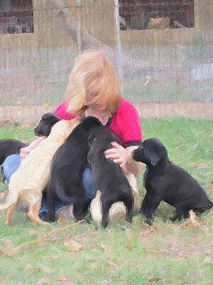 Pet Wall Art featuring the painting Picking My Favorite Pup by Gary Arnold