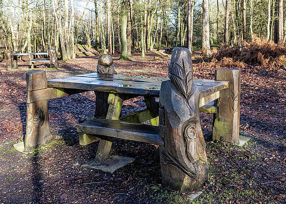 Hand-Carved Wooden Picnic Table Wall Art