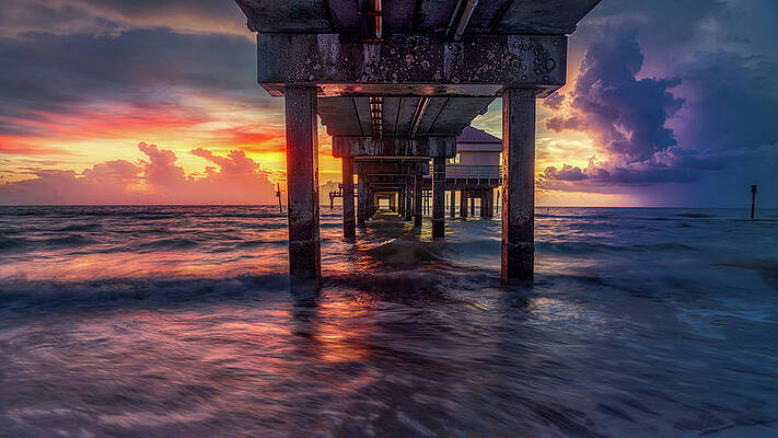 Sunset at Pier 60 Clearwater Beach Wall Art