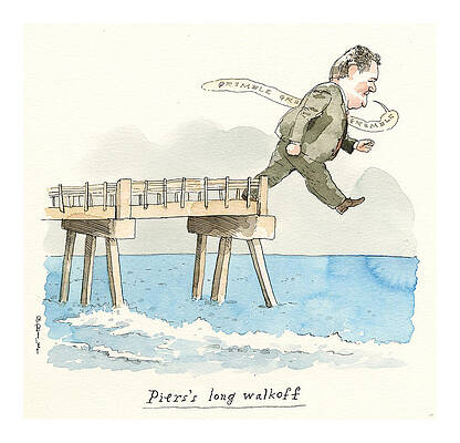 Pier Painting - Piers Morgan's Dramatic Exit by Barry Blitt