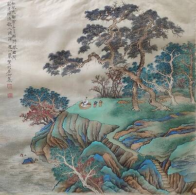 Free Painting - Pine Wind Blows Off The Belt by Yimeng Zhao