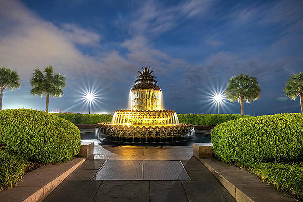 South Carolina Wall Art featuring the photograph Pineapple Fountain At Ravenel Waterfront Park by Douglas Wielfaert
