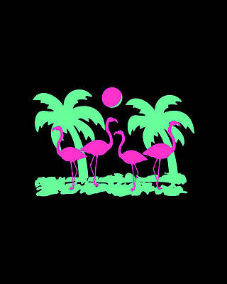 Cool Wall Art featuring the digital art Pink Flamingos by Flippin Sweet Gear