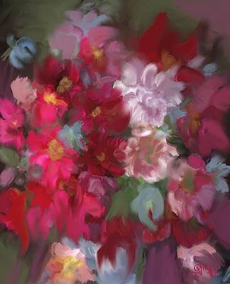 Flower Wall Art featuring the painting Pink Flowers by Sonja Kraft