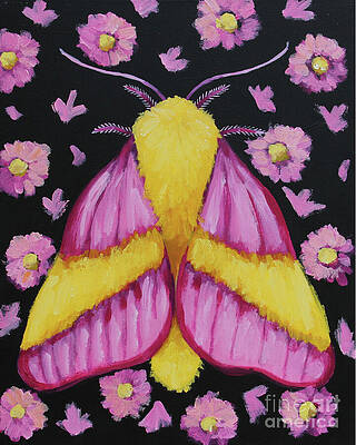 Vibrant Painting - Pink Moth by Lucia Stewart