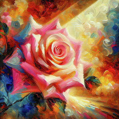 Wall Art featuring the ai art Pink Rose 3 by Ursula Abresch
