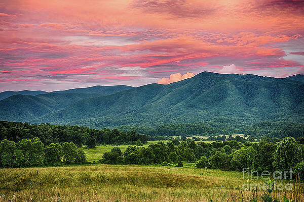 Landscape Wall Art featuring the photograph Pink Sunset In Cades Cove by Jimmy Pappas