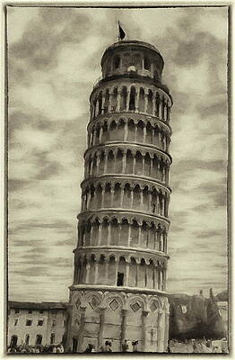 Wall Art featuring the painting Pisa BW by Jeffrey Kolker