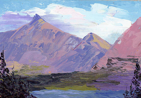 Mountain Wall Art featuring the painting Pitamakin Lake II by Raette Meredith