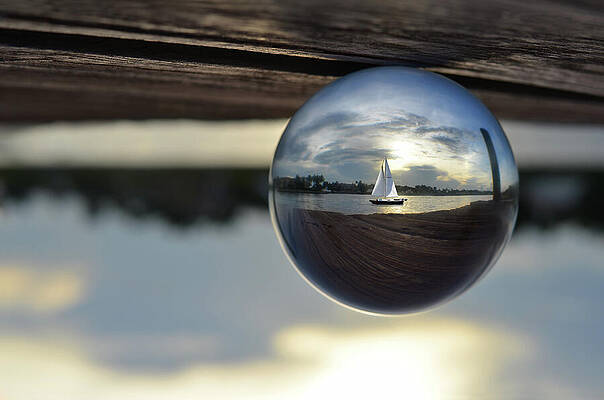 Sailboat Reflected in Crystal Ball Wall Art