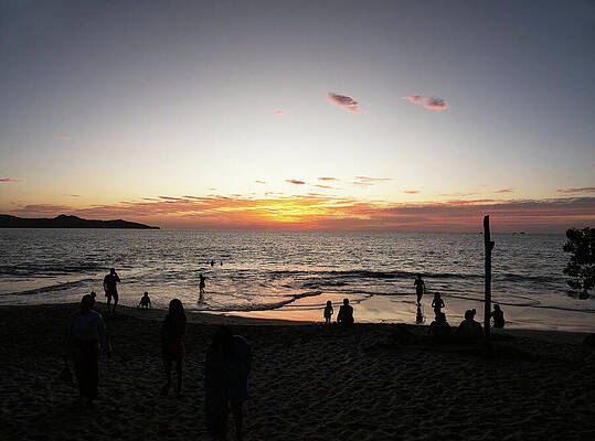 Wall Art featuring the photograph Playa Flamingo Sunset Ritual by Joe Schofield
