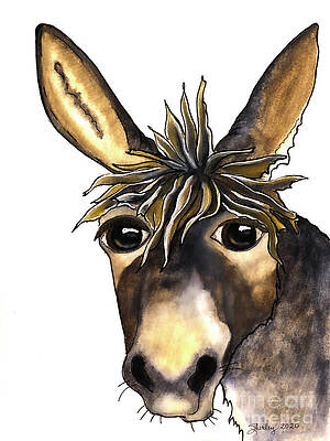 Playful Donkey with Wild Mane by Shirley Dutchkowski