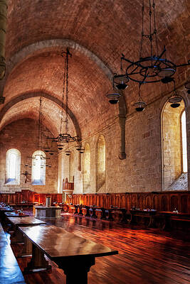Wall Art featuring the photograph Poblet Monastery Dining Room, Spain by Tatiana Travelways