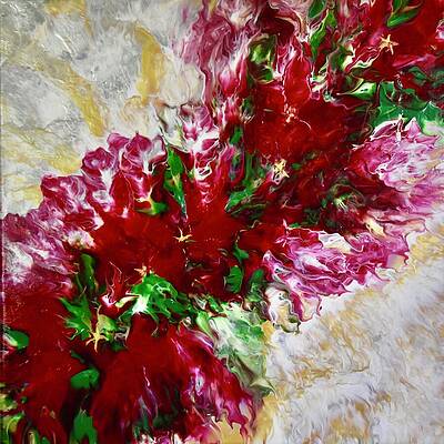 Vibrant Wall Art featuring the painting Poinsettia Passion by Art From the Heart