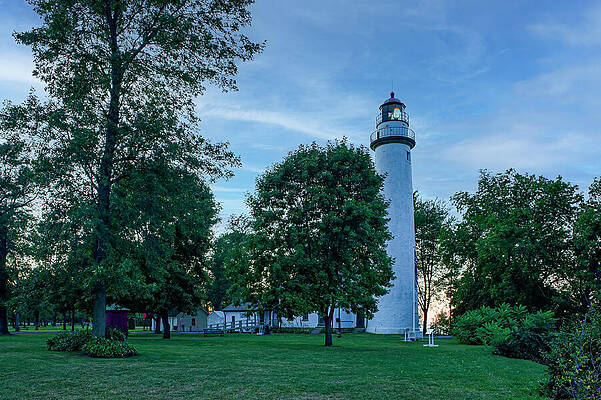 Summer Photograph - Point Aux Barques Lighthouse On A Summer Evening by Michael Collins