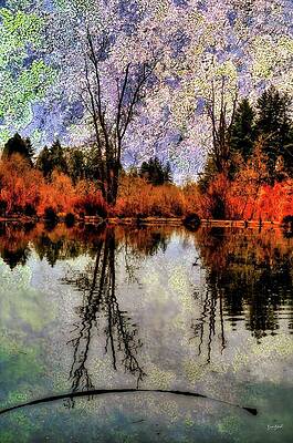 Wall Art featuring the digital art Pond With A Lichen Sky by Bruce Block