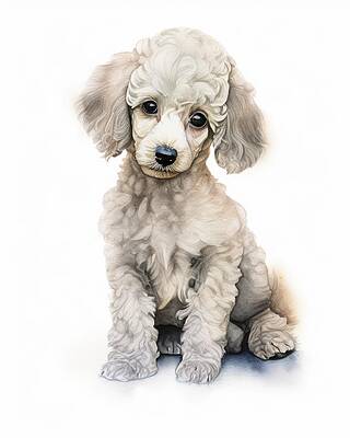 Portrait Painting - Poodle Portrait by Land of Dreams